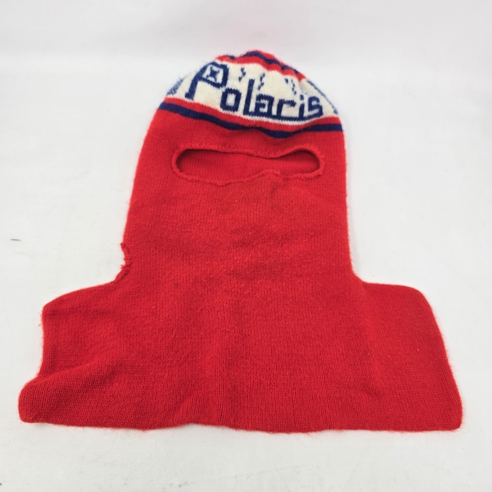 Vintage Polaris Balaclava 70s One Size Red Knit Ski Mask Thermal Snowmobile
